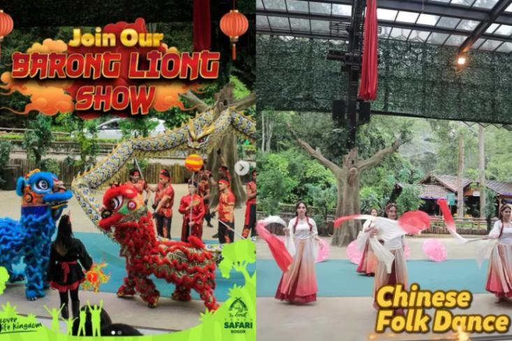 Taman Safari Bogor memeriahkan Tahun Baru Imlek 2025 dengan menghadirkan atraksi Barong, Liong, Noodle Festival di Istana Panda serta Staycation di Safari Resort (Foto: dok. Instagram)