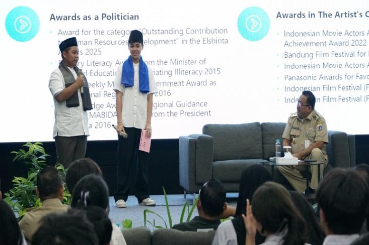 Wagub DKI Rano Karno ungkap strategi Jakarta mengejar posisi kota global di hadapan 144 siswa siswi Sekolah HighScope Indonesia (SHI) – TB Simatupang dalam acara peringatan HUT ke-80 Indonesia (Foto: Ist)