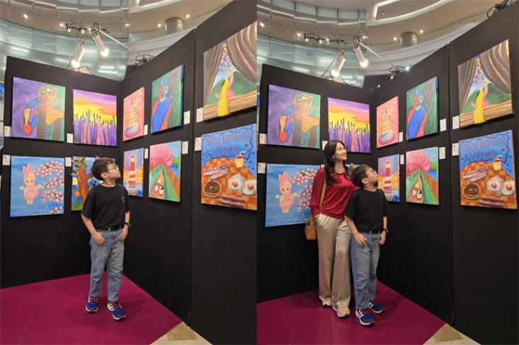Ankava Abhiruca Saad, kelas 2M Mentari Intercultural School (Elementary) di pameran seni tahunan 24th Tomato Art Exhibition. Foto: Ist