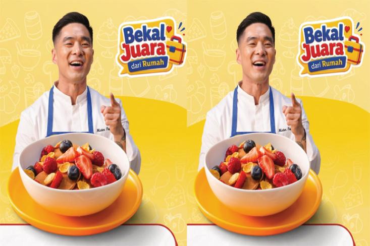 Creamy Pancake Cereal Juara dari Chef Martin Praja ini menggabungkan kelembutan pancake mini dengan kerenyahan sereal, serta sentuhan manis gurih yang pas untuk membangkitkan selera makan anak di sekolah. Foto: Ist