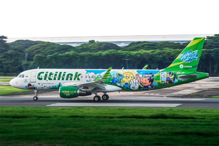 Desain livery Citilink Airbus A320, visualisasi perjalanan yang adem dan penuh makna. Foto: Ist